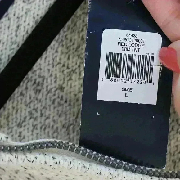 NWT CHAPS Size L Red Lodge Knit Cream color/marled 1/4 zip pullover sweater - Picture 11 of 16